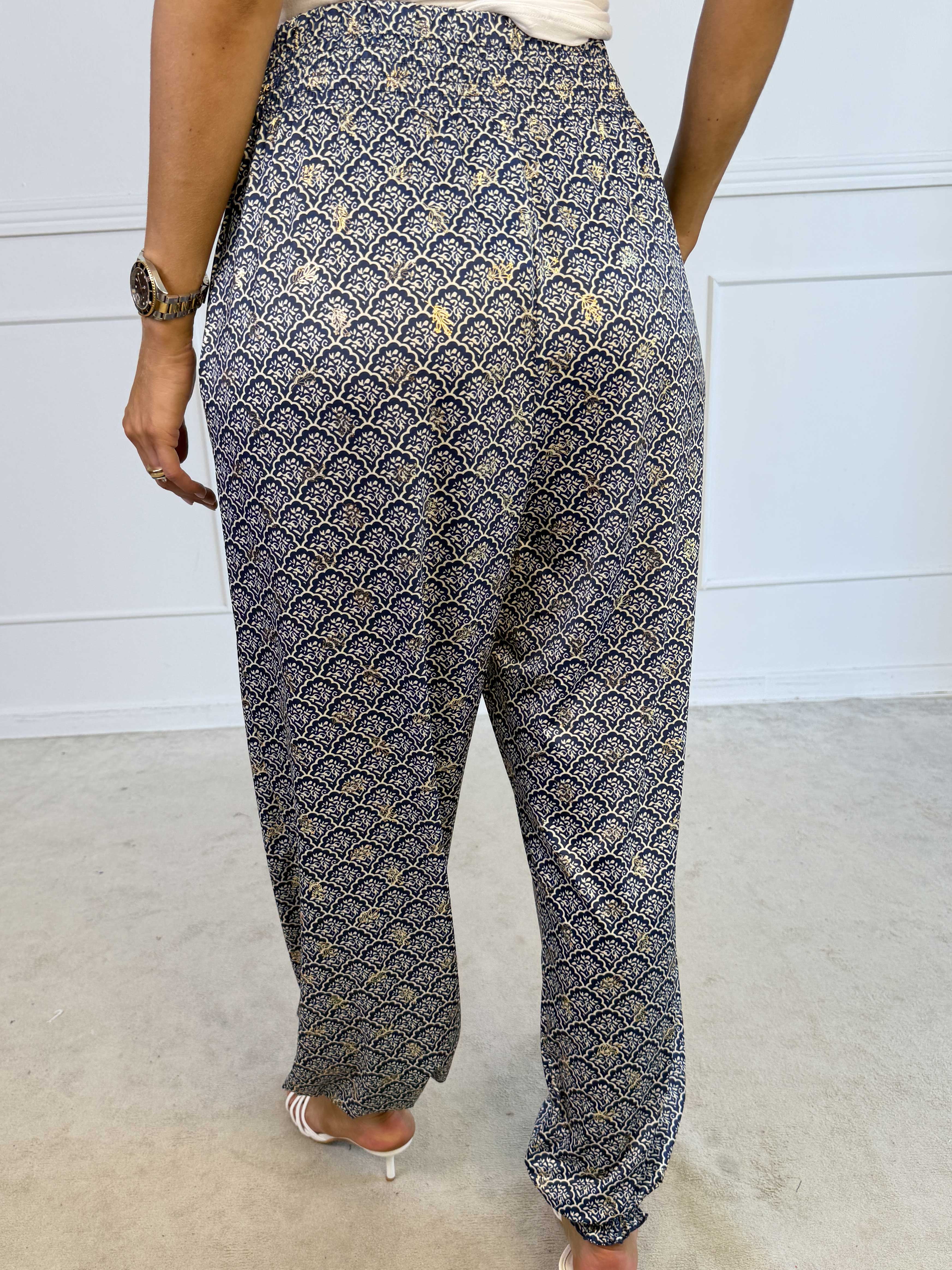 Pams Pattern Harem Pants - Elastiske bukser med smock i taljen